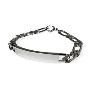 Speidel ID Bracelet Vintage Blank Nameplate Flat Link Silver Tone 90s Retro